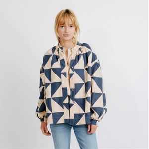 Mirth bergen jacket in navy/peach patchwork
